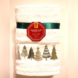 2pc BALSAM & FIR 100% Cotton Hand Towel Set - Christmas Trees